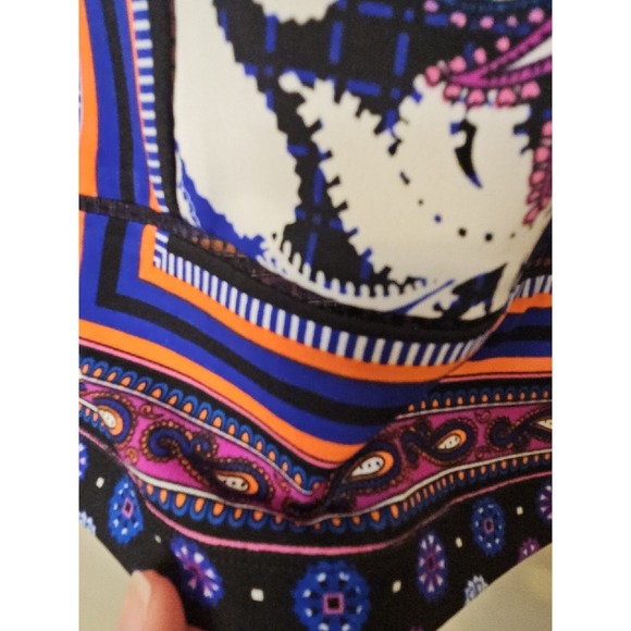 Adrianna Papell Dress Women S Purple Pink Black Print Shift Crochet Designer - Picture 6 of 16